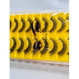 Leilanis Beauty Russian Strip Lash Set, 10 Pairs, 3D Curl, Lightweight Faux Mink, Cat Eye Shape (DD1005), Transparent