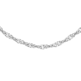 Carissima Women's 9ct (375) Gold 0.9 mm Diamond Cut Twist Curb Chain, White Gold, Diamond