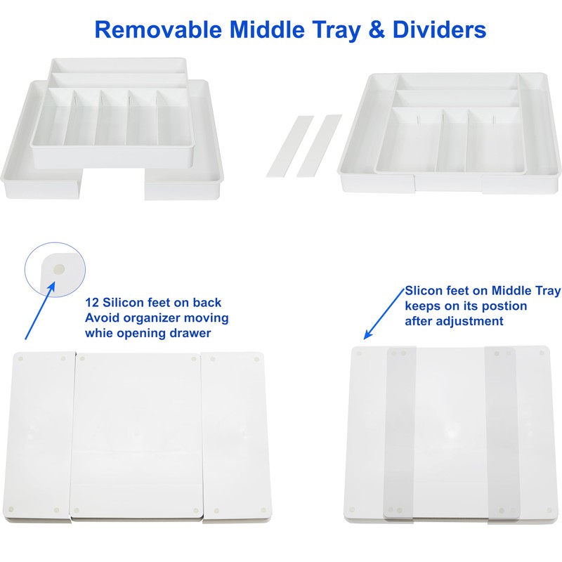 Simple Houseware Expandable & Adjustable Cutlery Drawer Organizer - Large