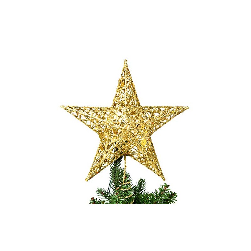 Christmas Tree Topper, Wire Gold Tree Star for Chirstmas Decoration
