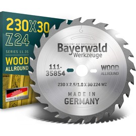 Bayerwald - HM Circular Saw Blade for Wood - Diameter 230 mm x 2.5 mm x 30 mm | Alternating Tooth (24 Teeth / Coarse) | Side Holes: 2/7/42, KSP 85 / Fc