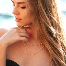 Suplight Silver chain gold chain without pendant, women's link chain 925 silver, width 1.1 mm / 1.5 mm, length 41/46/51/56/61 cm, Sterling Silver