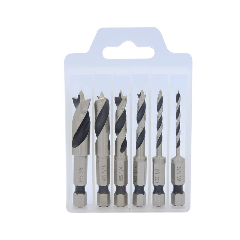 Gasea 6pcs Brad Point Drill Bits Set1/4-Inch Hex Shank HSS