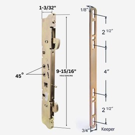Alloy Steel Dual Point 9-15/16" Mortise Lock with 10-1/8" Faceplate for Sliding Patio Glass Door | Multi Point Locking Mechanism Replacement - Fix and Repair Door Hardware Security