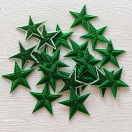 Zlettery 20pcs Green Star Iron on Patches, Star Patches Embroidered Applique for Clothing, Jackets, Hats,Backpacks, Jeans (1.8 inches)