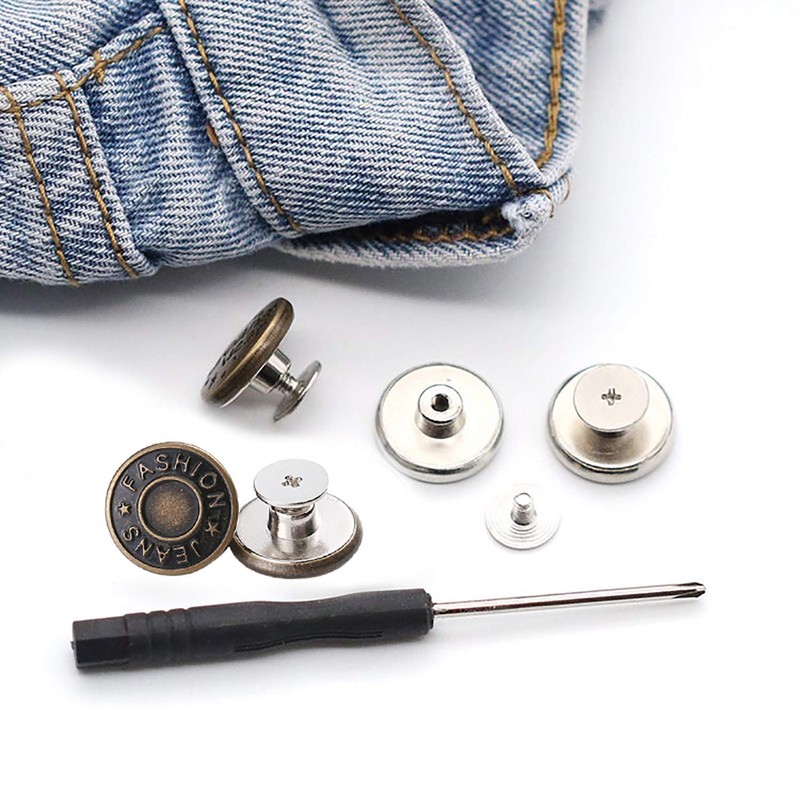 GIYOMI 20mm No Sewing Jeans Buttons Replacement Kit with Metal