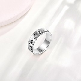 DAYLINLOVE Berg Ring 925 Sterling Silver Mountain and Animal Inspiration Ring for Women Men Climber Lovers Friends, Sterling Silver