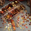 6 Grid Fall Maple Leaf Glitter Sequins Nail Accessories Thanksgiving