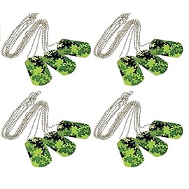 HAPPY DEALS ~ Camouflage Dog Tags for Kids | Pack of 12 | Toy Army Party Favors
