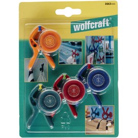 wolfcraft 4 Spring Clamps Mini 20 with Suction Cup I 3662000 I Practical Aid - Ideal for Household, Hobby and Craft Projects I Holding Force 250 g