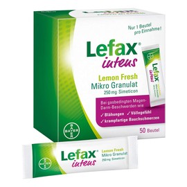 Lefax Intens Lemon Fresh Micro Granules for Stronger Bloating and Other Gas-Related Complaints such as Pressure and Fullness, Cramping Abdominal Pain, Ideal for Travelling, 50 Bags