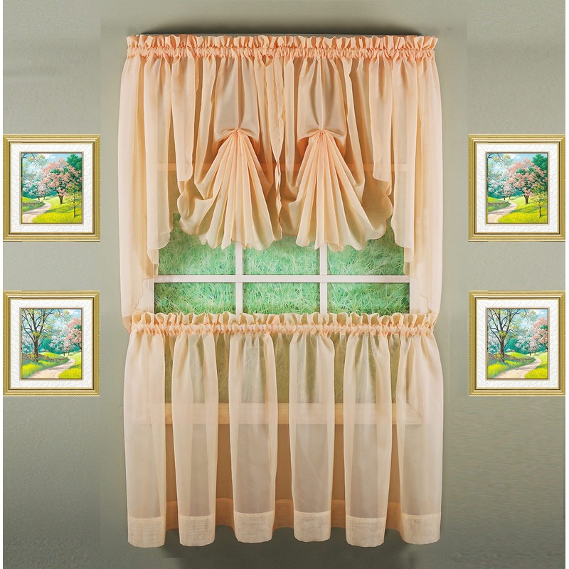 Today's Curtain Emelia Original Voile Swag Pair 38", Peach, 60"