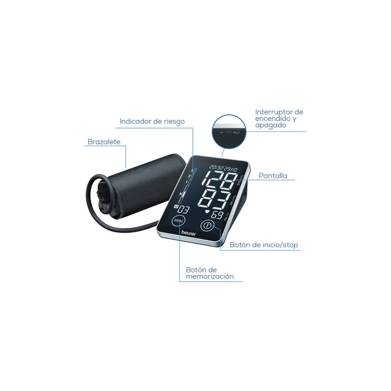 Monitor De Presin Arterial Bm58 Y Adaptador De Corriente Negro