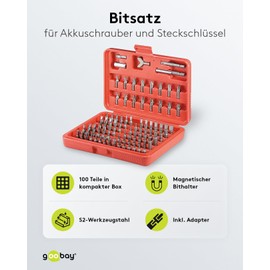 Goobay 77045 Universal Bit Set with Magnetic Bit Holder 6.35 mm / S2 Tool Steel / Socket Set Including Box / Magnetic Bits / Bitbox Tool Set