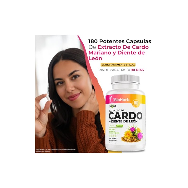 Bioherb Cardo Mariano Diente León Silimarina Estandarizada Fórmula Potenciada 180