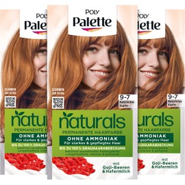 Palette Naturals Permanent Hair Colour 9-7 Natural Copper (3 x 115 ml), Nourishing Hair Colour without Ammonia, Colouration for up to 100% Grey Coverage