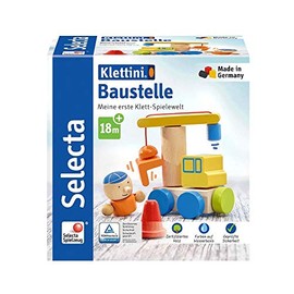 Selecta 62075 Klettini, Construction Site, Velcro Stacking Toy, 8 Pieces, Multi-Coloured