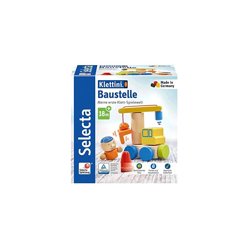 Selecta 62075 Klettini, Construction Site, Velcro Stacking Toy, 8 Pieces,