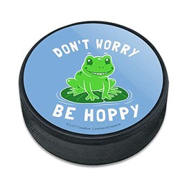 GRAPHICS & MORE Don't Worry Be Hoppy Frog Funny Humor Ice Hockey Puck