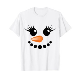 Snowman Face Shirt Carrot Nose Eyelashes Costume T-Shirt
