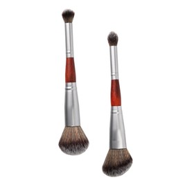Beavorty 2pcs Double-sided Makeup Brush Eye Shadow Blush Brush Kit Professional Makeup Tools Soft Bristles Portable for Home Salon