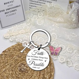 Geguosen Christian Keychain Gifts for Women Cross Bible Verse Keychain Butterfly Accessories Religious Gifts for Pastor Women Teen Girls Catholic Presents for Easter Christmas Baptism Spiritual Gift