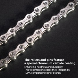 Thinvik Bike Chain 11 Speed, 1/2''× 11/128'', 110 Links - Road & Gravel and MTB Chain for Shimano and SRAM(Not for SRAM AXS) - Elite Gold Half Hollow - Quick Link Included