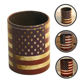 STOBAZA 2pcs Pen Storage Holder Leather Makeup Brush Holder Pencil Cup Pu Leather Desk Organizer Office Accessory for Women