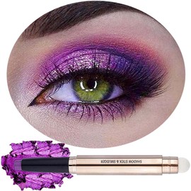 Daeuwiutr Purple Eyeshadow Stick for Eye Makeup, Cream Smooth Shimmer Glitter Eyeshadow Pencil, Hypoallergenic Waterproof Long Lasting Eye Shadow Highlighter Stick (Purple shimmer 08#)