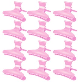 Ondder 12 Pack PInk Butterfly Hair Clamps Clips Hair Claw Clips Pro Salon Clip for Styling, Sectioning, Cutting, Coloring Hair Clips Hairdressing Salon Tool Hair Accessories for Women Girls