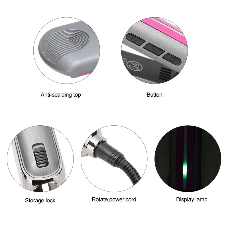 Professional Hair Straightening Ceramic Heating Plate Straightener LCD Display Hairdressing