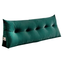 LOGICFEVER Triangular Wedge Headboard Pillow Bed Rest Backrest, Large Bolster Cushion Removable with Side Pockets Positioning Support for Reading Sitting Daybed Sofa Bunkbed, Brown 100cm (Green)