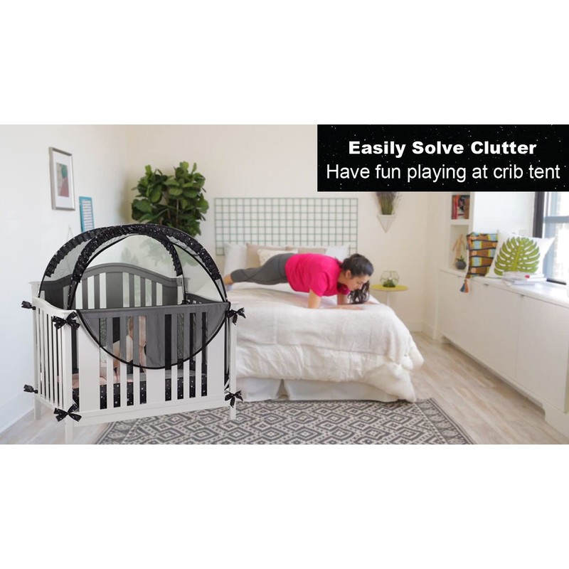 ZXPLO Safety Pop Up Crib Tent Cover to Keep Toddler