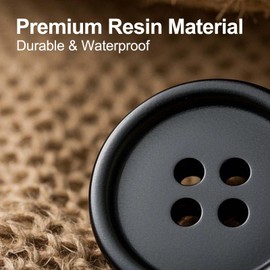 Faysazoy 100PCS Black Buttons with Needle and Thread, 1/2 Inch (12.5mm) Round Buttons for Sewing, 4-Hole Resin Buttons for Crafting, DIY, Clothing