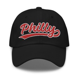 Retro Philly Baseball Script Classic Philadelphia Baseball Hat Dad Cap Black