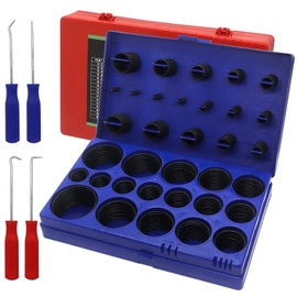 826 Pieces O Ring Kit, SAE & Metric Sizes, Nitrile-70A, Rubber Seals O Rings & 4 Pieces Orings Remover Tools in a Storage Case, for Faucet, Plumbing, Automotive (Red & Blue Case)