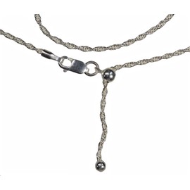 uGems Sterling Silver Adjustable Rope Chain 1.2mm, 22 Inch