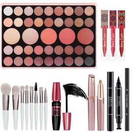 Kit de Maquillaje Profesional para Mujer Completo con Brochas, Paleta de Sombras de Ojos 41 Colores, Rubor, Labiales, Delineador de Ojos y Depiladora 
