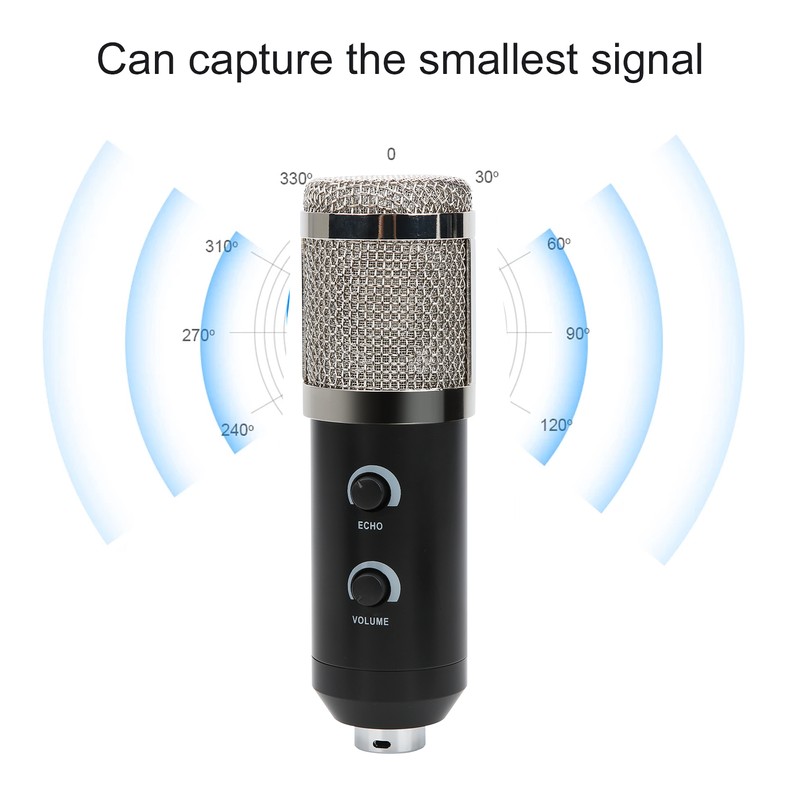 K8 Microphone 3‑Pin Interface Condenser with ECHOVOL Control USB 3.5mm