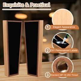 WELLBOM 2PCS Wooden Keg Taps Handles Chalkboard Beer Tap Handle Keg Handle for Standard Kegerators Beer Faucets with Chalk Marker Pens,Gift for Beer Lovers,Bars,Home Party