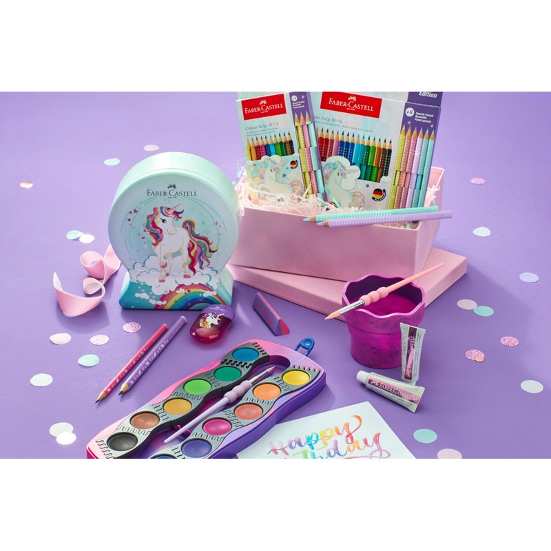 FABER-CASTELL 125035 Unicorn Connector Watercolour Box with 12 Colours Including