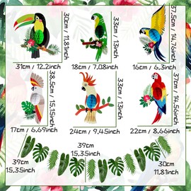 Tropical Birds Honeycomb Paper Cutouts Hawaiian Luau Party Decorations Parrot Honeycomb Palm Leaves Parrot Banner Jungle Decor Summer Beach Tiki Party Supplies