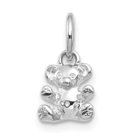 GlittersandGold 14k White Gold Teddy Bear Charm Bracelet Necklace