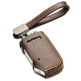 Vitodeco Genuine Leather Smart Key Fob Case Compatible with KIA Soul, Seltos, Sportage, NIRO, Sorento, Telluride, Rio, Forte, K5 2022-2025 New Emblem (4-Button, Brown)