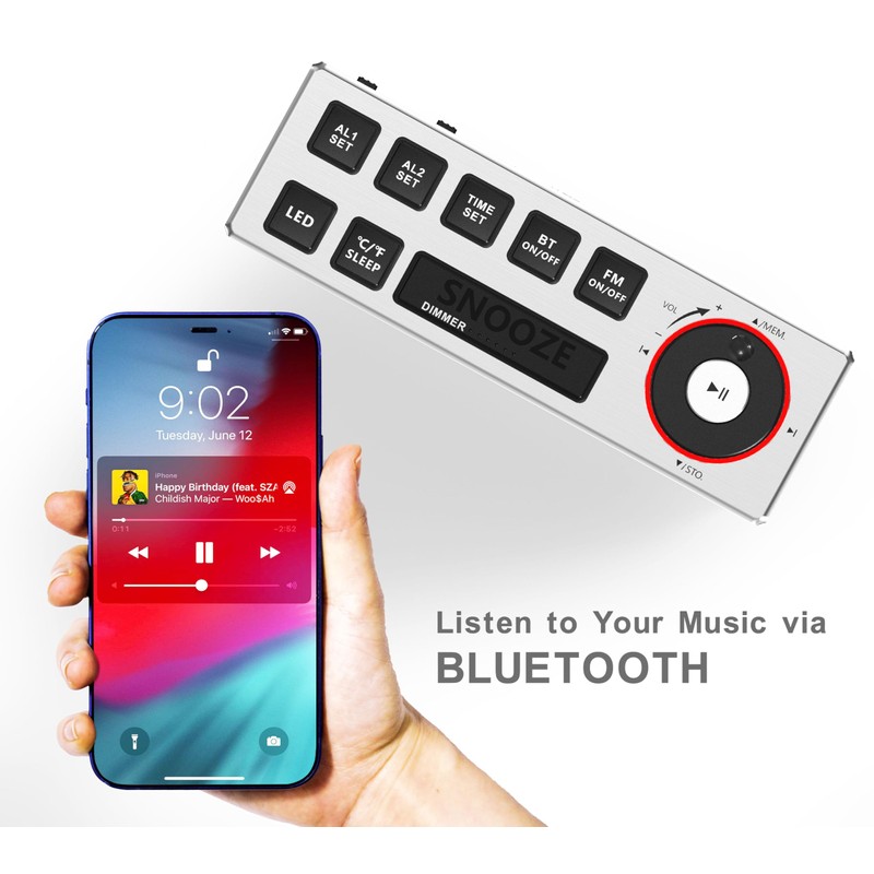 iTOMA Dual Alarm Clock with FM Radio, USB Charging, 1.8''