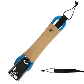 Lonnngg AQUBONA Surfboard Leash, 6/7/8ft SUP Leg Rope, 7mm Adjustable Thigh Ankle Cuff Leash, Straight Surf Leashes with Key Pocket (Blue, 8ft) (blue-8inch)