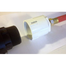 275 - 330 Gallon IBC Tote Tank Drain Adapter 2" NPT Fine x Brass Garden Hose