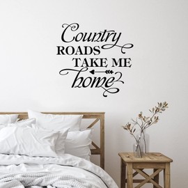 Country Roads Take Me Home Wall Stickers Vintage Notebook Wall Decal Vinyl Wall Stickers Quotes for Classroom Bottles Cafe Hotel Home Wall Decor 22in