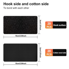 Redamancy 20 pcs Hook Loop Strip Tape, Double-Sided Sticky Tape, Black Hook and Loop Fasteners, for Mounting, Hanging or Organizing Items