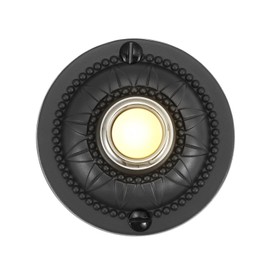 Heavy Duty Metal Lighted Doorbell Push Button, 2inch Black Round LED Door Bell Switch Home Wall Mounted Buttons Wired Opener Universal Hardware Garage Front Doors Easy Installation, Yellow Light